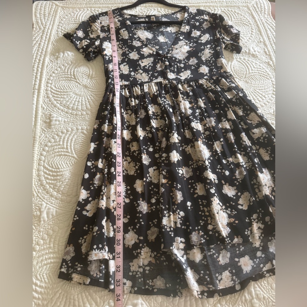 Spell Black Floral Mini Dress with Cream Flowers - Picture 7 of 14